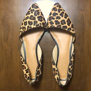 J.Crew Zoe Leopard print Calf Hair D'Orsay Flats pointy toe
